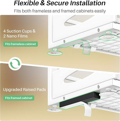 Under Sink Organizer, 1-Pack Pull Out Cabinet Organizer 2 Tier Metal Slide Out Storage Shelf Rack, L-Shaped Adjustable Height,Mesh Sliding Drawer for Kitchen, Bathroom, Laundry, Pantry, White, XL