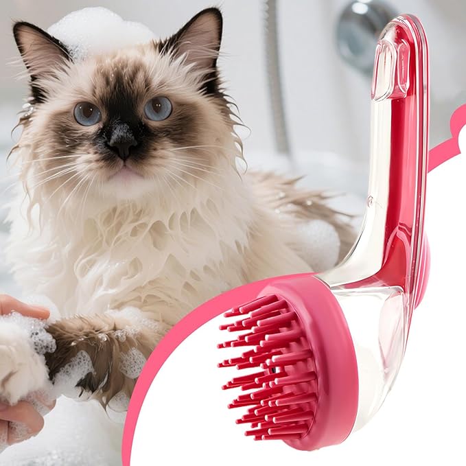 Pet Bathing Brush – Gentle Dog And Cat Scrubber With Integrated Soap Dispenser, Massage Cleansing Tool | Perfect For Puppies Kittens Cats, Home Use, Travel, Pool And Beach Bathing, Grooming Sessions
