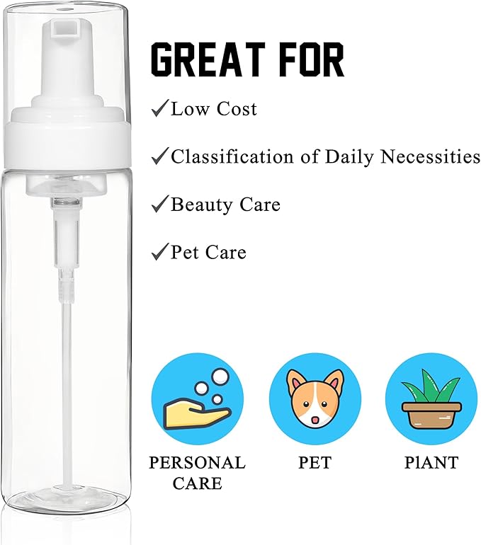 2PCS Foam Pump Bottle, Foaming Dispenser Bottle, Foaming Hand Soap Dispensers, Travel Size Foam Spray Bottles for Body Wash, Lash Cleanser, Shampoo, 200 ml/7 OZ