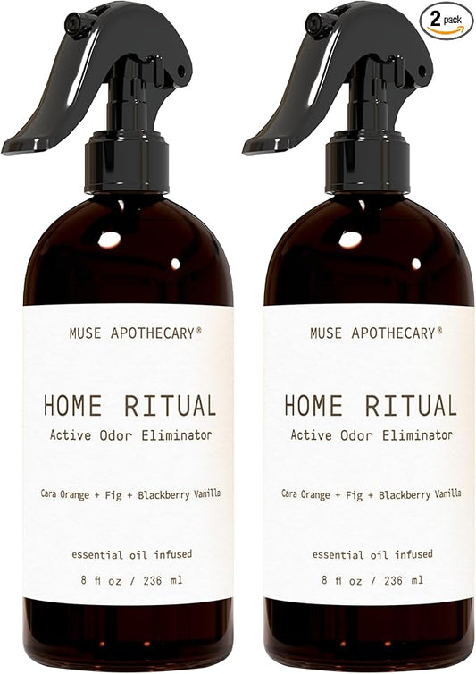 Muse Apothecary Home Ritual Active Odor Eliminator Spray - Furniture Deodorizer Spray & Bathroom Odor Eliminator for Home - Essential Oil Air Freshener - 8oz, Cara Orange + Fig + Blackberry Vanilla, 2