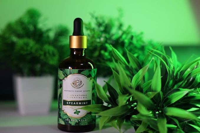 Luxurious Spearmint Essential Oil by Enhanced Essentials|with Dropper|Slow Distilled Essential Oils for Home,Skin Care,Aromatherapy,Bath,Massage,Gifting,Soap and Candle Making|3.38 fl oz (100 ml)