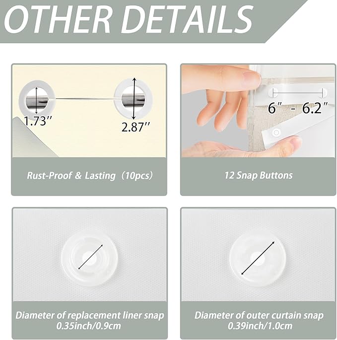 Forest Hookless Shower Curtain with Snap in Liner Set, Nature Mountain No Hook Shower Curtains for Bathroom, Double Layer Ringless, Liner with Magnets, Waterproof Cloth Fabric, 71" W x 74" L