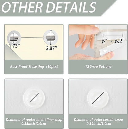 Forest Hookless Shower Curtain with Snap in Liner Set, Nature Mountain No Hook Shower Curtains for Bathroom, Double Layer Ringless, Liner with Magnets, Waterproof Cloth Fabric, 71" W x 74" L