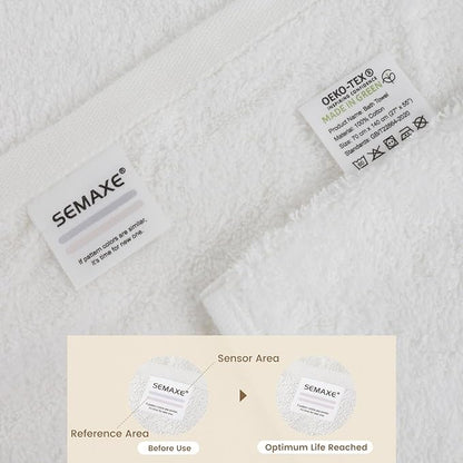 SEMAXE White Bath Towels Set of 4, 100% Cotton Luxury Bathroom Towels, Soft, Absorbent, and Quick-Drying, 55"x27", Perfect for Hotels, Gyms, and Spas