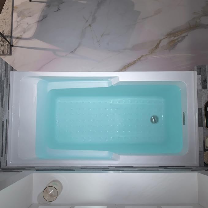 WOODBRIDGE 60" Acrylic Rectangular Alcove Soaking Bathtub in White with Left Drain, Brushed Nickel pop-UP Drain Included BA6030L