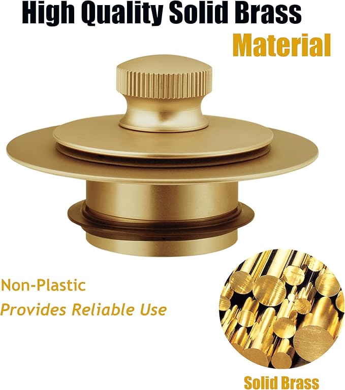 Artiwell Bath Tub Drain Trim Set Conversion Kit Assembly, With Easy Installation Lift and Turn Twist Bathdrain Stopper and Two Holes Tub Drain Overflow Faceplate,Fit Most Bath Drains, Champagne Bronze