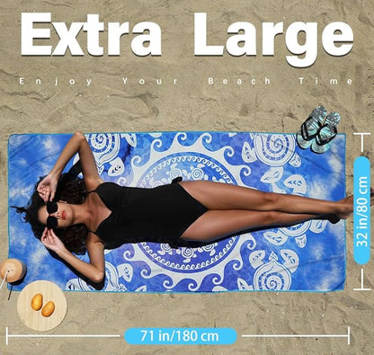 2 Pack Microfiber Lightweight Beach Towel Sand Free Quick Dry Absorbent Thin Compact Towels for Swimming Pool Camping Beach Accessories Large Easy Pack Travel Things for Vacation Essentials Gift