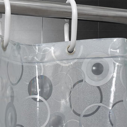 AooHome Plastic Long Shower Curtain Liner - EVA 3D Circle Pattern Design Bathroom Shower Curtain with Hooks, 5 Bottom Magnets, 10G Heavy Duty, Water Repellent, Semi Transparent, 72x78 Inch