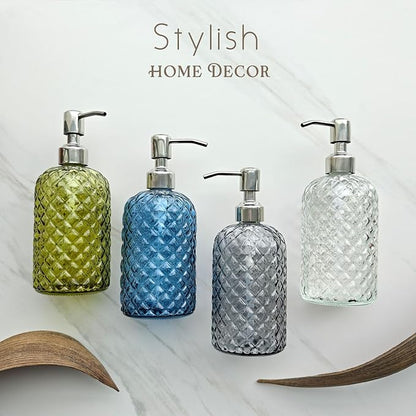 JASAI 18Oz Gray Glass Soap Dispenser with Rust Proof Pump, Refillable Kitchen soap Dispenser for Dish Soap, Bathroom Soap Dispenser for Dispense Hand soap, Lotion.