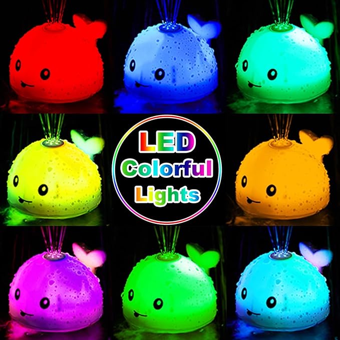 Bath Toys for Kids Ages 1-3 - Toddler Christmas Stocking Stuffers, 1 2 3 Year Old Boys Girls Gifts Whale Bath Toy Sprinkler, Light Up Baby Bath Toys, Bathtub Pool Water Infant Toy 6-12-18 Months