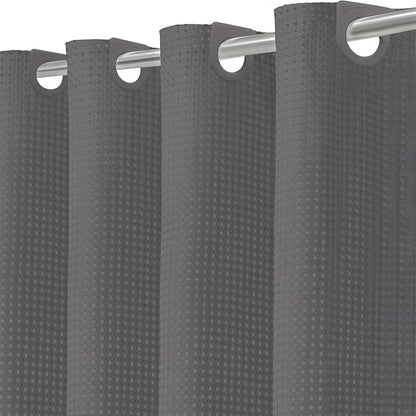 Inhousolu No Hook Waffle Weave Shower Curtain with Removable Snap in Fabric Liner Set for Bathroom, 230 GSM Heavy Duty Weighted Hem, Water Repellent Washable Bath Curtains, 72 x 78 Inch, Graphite Grey