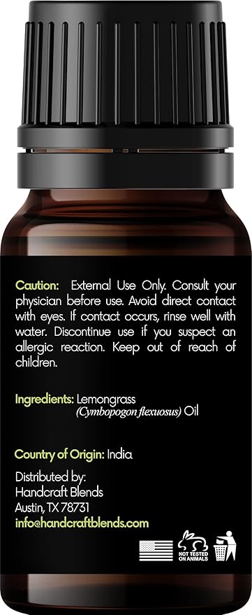Handcraft Blends Lemongrass Essential Oil – 0.33 Fl Oz – Pack of 2 – 100% Pure and Natural – Premium Grade Essential Oil for Diffuser and Aromatherapy, Skin, Massage, Candle and Soap Making Fragrance