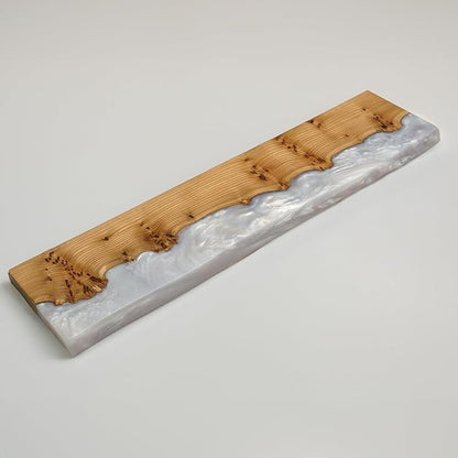RWA Live Edge Floating Shelf – Unique Wood Floating Shelf for Wall Decor, Living Room, Bedroom, or Bathroom – Stylish Decorative Wall Shelves for Home & Office (Live Edge, Pearl - 12x6)