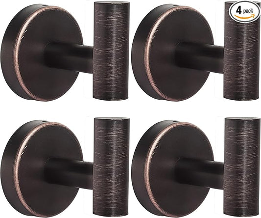 Kruodop Towel Hooks for Bathroom,4 Packs Wall Mount Towel Holder,Black Matte Wall Robe Hook,Stainless Steel Heavy Duty Door Hanger Towel Hook for Kitchen, Bedroom,Hotel,Pool,Coats - Red Bronze