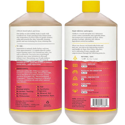 Alaffia Babies & Kids Bubble Bath, Coconut Strawberry, Pump Included – Gentle Cleanser with Raw Shea Butter and Hibiscus, 32 Fl Oz