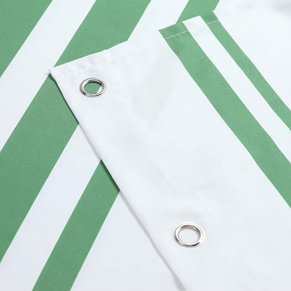 72x90 Inch Extra Long Shower Curtain, Green and White Ombre Striped Waterproof Fabric, Modern Hotel Spa Design with 12 Rustproof Grommets & Weighted Hem