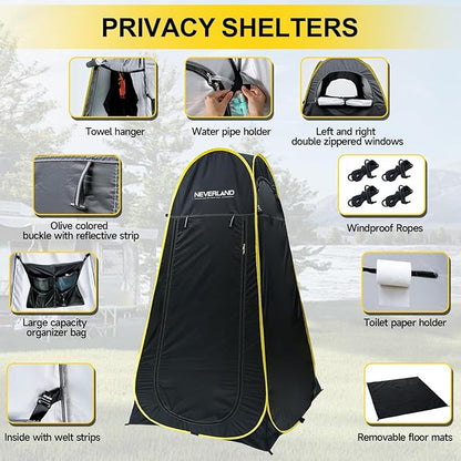 NEVERLAND Pop up Privacy Shower Tent - Portable Changing Shower Tent, Dressing Room, Bathroom, Outdoor Rain Shelter for Camping, Hiking, Beach