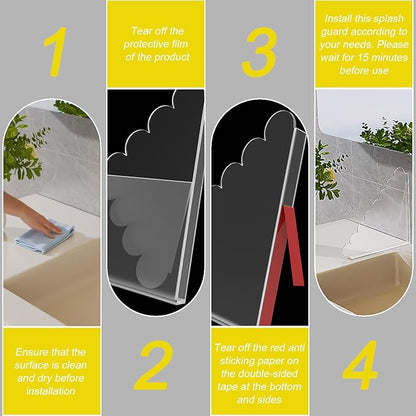 LUGUNU 2 Pack Acrylic Shower Splash Guards 9.4x9.4 In,No Drill Self-Adhesive Bathroom Water Barrier,Leak Resistant Corner Guards for Walk in Shower/Tub,Keep Water In & Floor Dry,Tool-Free Installation