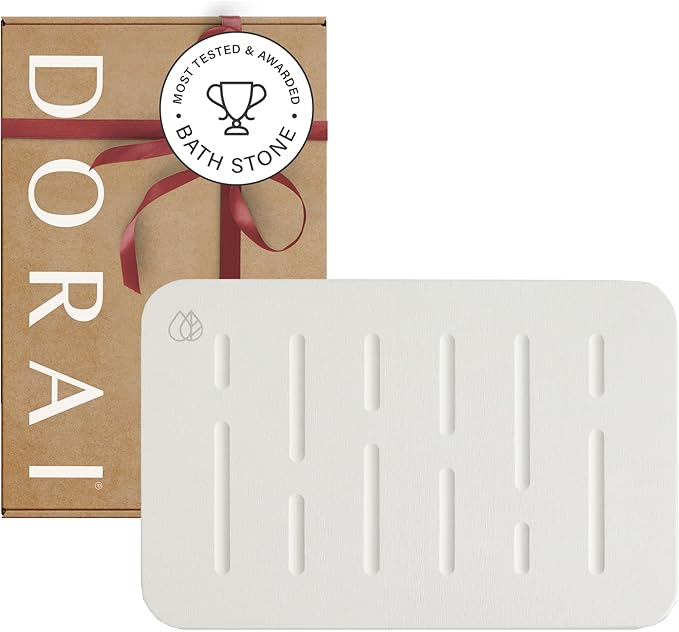 Dorai Home Bath Stone Mat 23.6"x15.4" – Luxury Diatomite Stone Mat, Quick-Dry, Non-Slip, Rain Sandstone