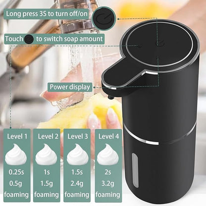 2Pack Automatic Soap Dispenser Touchless Foaming Soap Dispenser USB Rechargeable Dispenser Electric Wall Mounted Dispenser Pump for Bathroom Kitchen Dish Soap(Black)