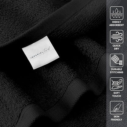 24 Pack Black Hand Towels 100% Cotton Spa Towels 16x26 inches Highly Absorbable Facial, Gym, Hair and Face Towels in Bulk Brand
