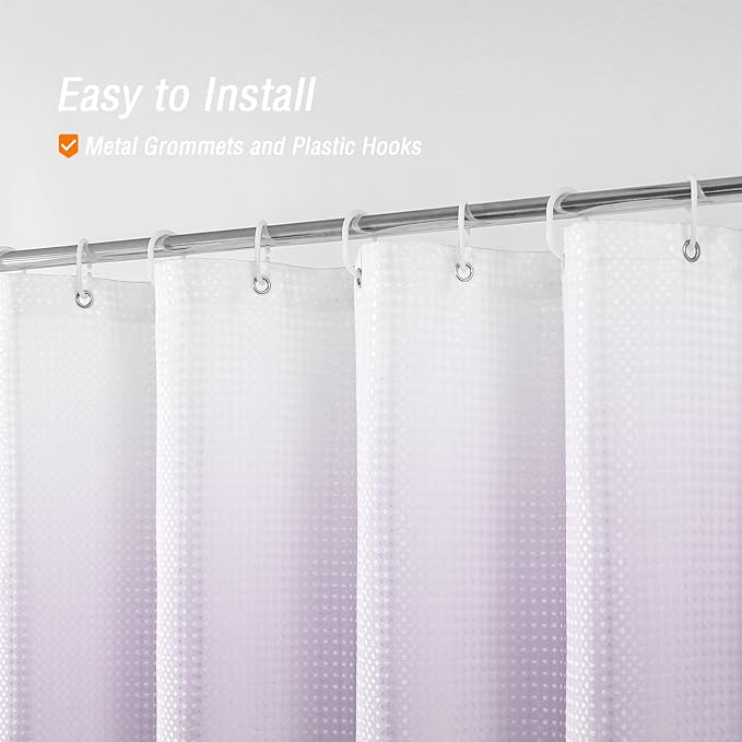 Gibelle Purple Shower Curtain, Waffle Weave Ombre Fabric Shower Curtain Purple Bathroom Decor Accessories Set with Hooks, Water Repellent and Machine Washable, 72 x 72