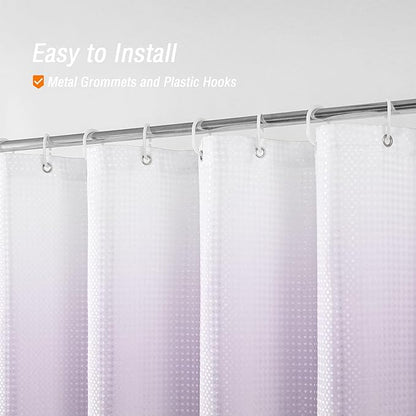 Gibelle Purple Shower Curtain, Waffle Weave Ombre Fabric Shower Curtain Purple Bathroom Decor Accessories Set with Hooks, Water Repellent and Machine Washable, 72 x 72