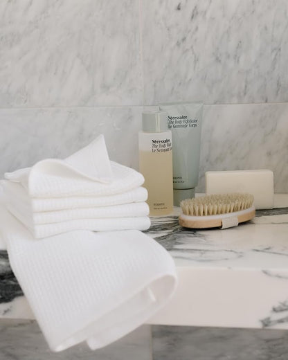 Cozy Earth Waffle Hand Towels - 60% Cotton 40% Viscose from Bamboo Hand Towels 20 x 30 Inches - Soft & Absorbent Terry, Reversible Mini Textured Waffle & Weave Pattern - 2 Pack
