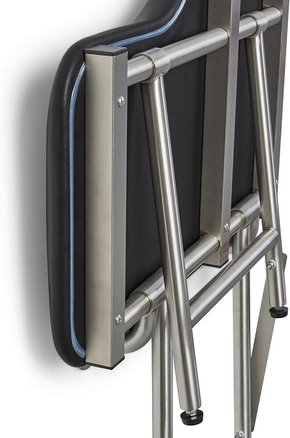 32" x 22.5" Black Padded Wall Mount Folding Left-Handed Transfer Bench Shower Seat with Legs, ADA Compliant