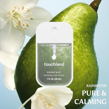 Touchland Hydrating Hand Sanitizer Spray, DYE FREE Trio Set (Rainwater, Unscented, Beach Coco), 1 FL. OZ. Travel Size Power Mist Sprays (Set of 3)