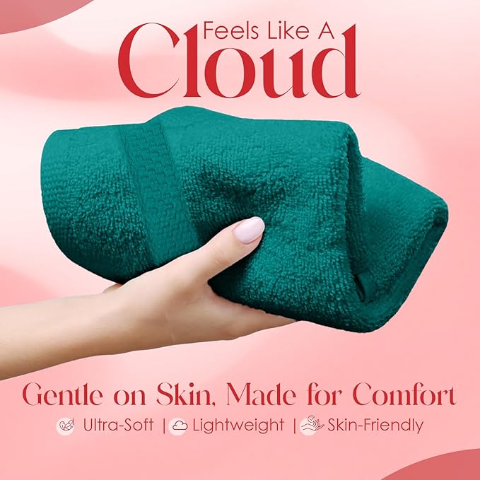 RIVERSIDE 12 Pack Premium 100% Cotton Face Washcloths, 550 GSM, 12 x 12 Inches, Soft, Absorbent Towels for Body & Shower, Bathroom Wash Clothes, Durable Face Towels Set for Spa, Gym, Teal