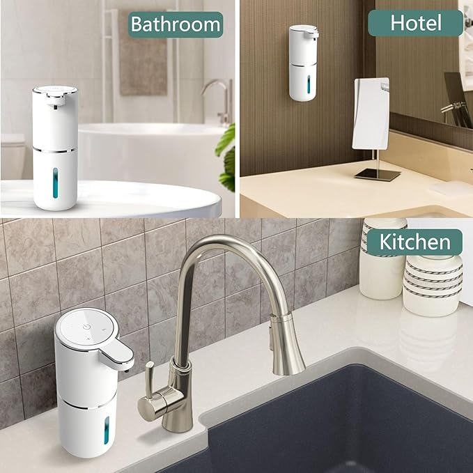 2Pack Automatic Soap Dispenser – Touchless Foaming Soap Dispenser 400ml USB Rechargeable Dispenser Electric Wall Mounted 4levels Adjustable Foam Dispenser Pump for Bathroom Kitchen Dish Soap