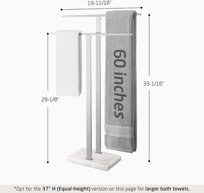 KES Standing Towel Racks for Bathroom 2-Tier, Floor Towel Rack Stand with Heavy Marble Base, Upgrade Steady Freestanding Design, Pro-Grade 18/8 Stainless Steel Brushed Finish, BTH217-2