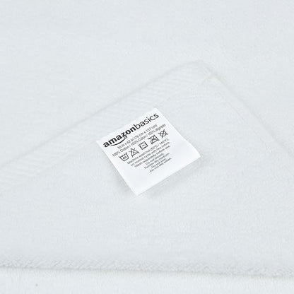 Amazon Basics 2 Piece Quick-Dry Oversize Bath Towel, 100% Cotton, White, 62" x 30"