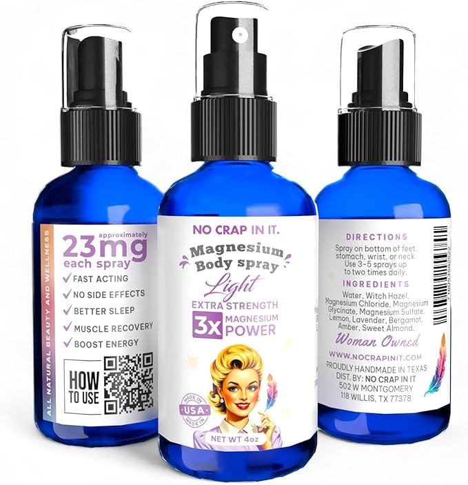 No Crap In It Magnesium Spray, Triple Action!- Your Way to Wellness | Immediate Relief with Our Unique Magnesium Glycinate, Citrate, Chloride Blend Spray (Light)