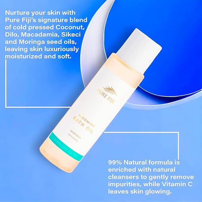 Pure Fiji Bath Oil, Conditioning Body Moisturizer with Natural Ingredients Bath Essential for Women Moisturizing Bath & Body Oil - Moringa (8oz/236ml)