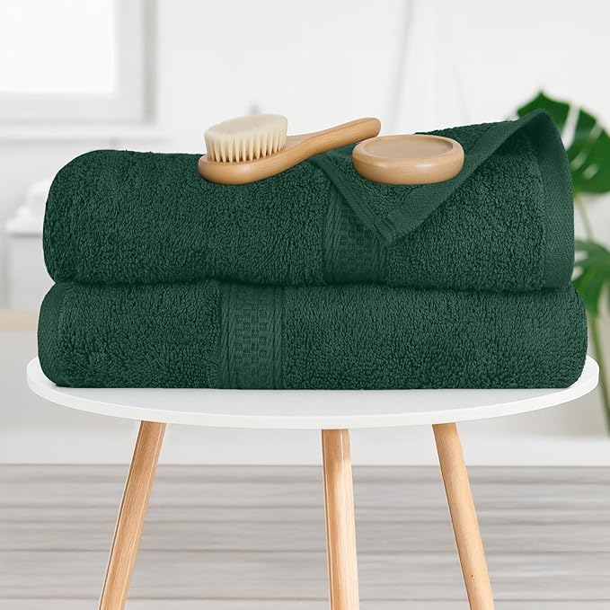 RIVERSIDE 100% Ring Spun Cotton Large Bath Towels Set of 4, 27 x 54 – Quick Dry, Soft & Highly Absorbent Towels for Shower & Bathroom – Luxury 600 GSM Towels for Home, Spa, Gym, Hotel, Hunter Green