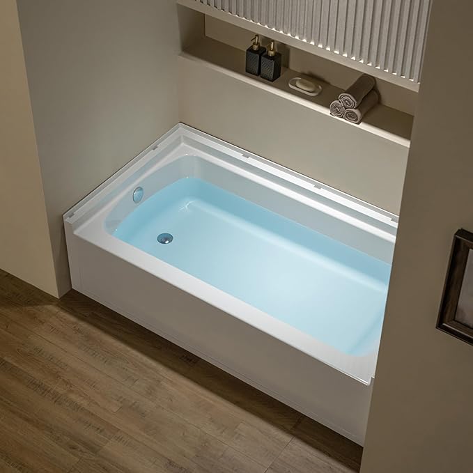 WOODBRIDGE 60” x 32” Alcove Soaking Bathtub in white with Left-Hand Drain Hole
