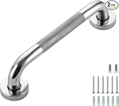 Grab Bars for Shower, 2 Pack 12-Inch Anti Slip Shower Handles for Elderly, Safety Shower Grab Bar, Stainless Steel Handicap Grab Bars for Bathroom (Polished Nickel 1" Diameter)