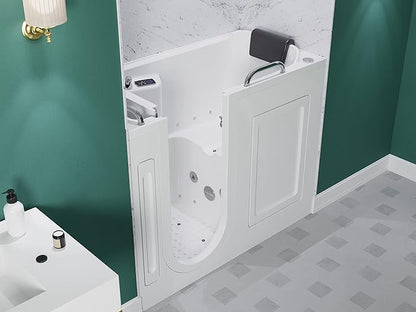 ANZZI Walk In Tub 53" x 27" Left-Drain Bathtub, Air & Whirlpool Massage Jets, Quick Fill with 6‑Setting Handheld Shower, Aromatherapy, Bath Pillow, LED Light | 2753FLWL