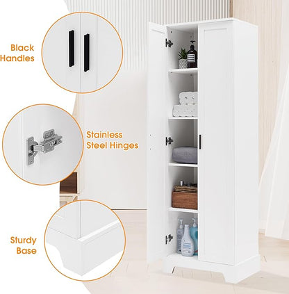Favfurish 71" Tall Bathroom Storage Cabinet with Doors,Modern Linen Cabinets w/Adjustable Shelves & Anti-Tipping Device,Easy Assembly,Freestanding Organizer for Dining Room,Kitchen,Office,White
