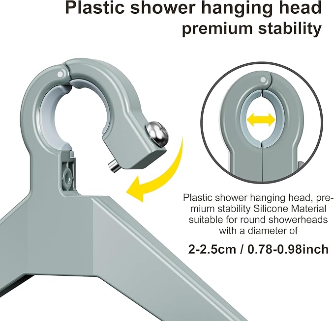 Orimade Adjustable Anti-slip Shower Caddy Overhead, Rustproof Hanging Shower Organizer With 2 Razor Hooks - No Drilling, 3-Tier Shelves, Silver Grey