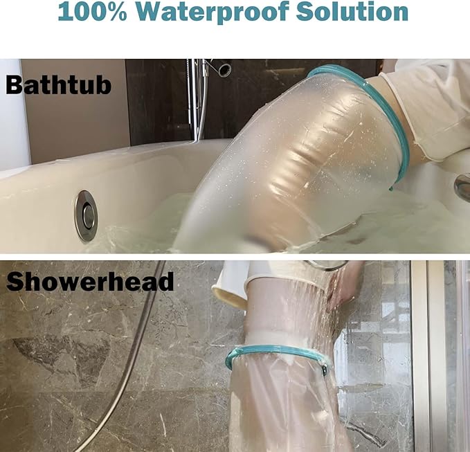 Cast Covers for Shower Leg, Waterproof Cast Cover for Showering, Cast Protector for Shower Adult, Shower Boots for Foot after Surgery, Full Leg, Thigh (Diameter - 9.8") Extra Long - Large