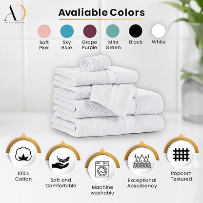 Ample Decor 100% Cotton Washcloths Set of 50 - Highly Absorbent, Popcorn Textured - Mulaayam Collection - White 12 X 12 Inch