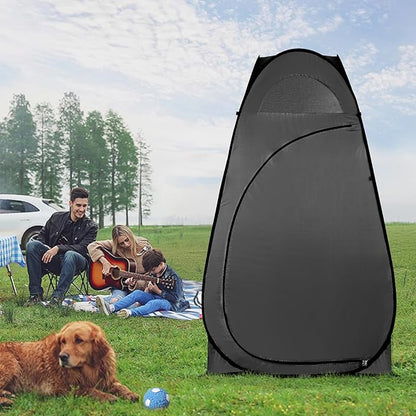 Pop Up Privacy Shower Tent,Portable Outdoor Bathroom Toilet Changing Dressing Room,Instant Rain Shelter for Camping & Beach,Lightweight & Sturdy, Easy Set Up, Foldable, with Carry Bag (Black)