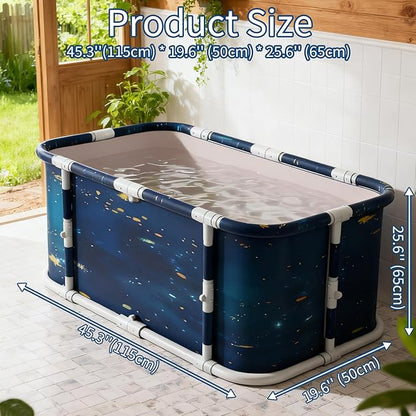Portable Foldable Ice Bath Tub, Large Portable Soaking Bath Tub for Home Outdoors Gyms (Cosmic Planets)