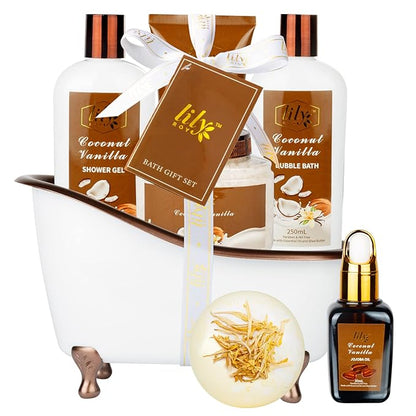 Christmas Gifts for Women - 7-Piece Nourishing Bath & Body Gift Set, Bath Collection | Mothers Day Gifts for Mom, Fathers Day Gifts, Birthday Gifts, Self Care Kit, All Occasion Gift for Her & Him