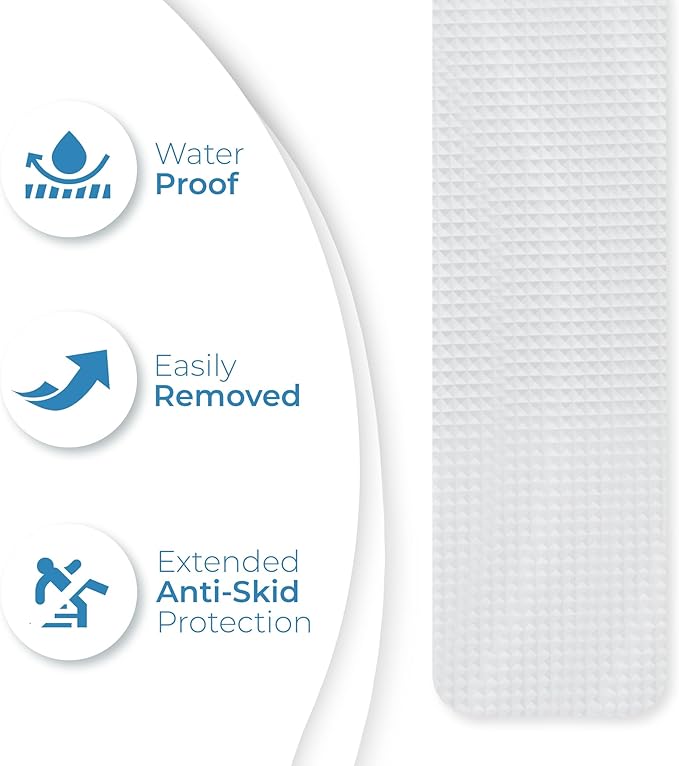 Anti Slip Shower Stickers 24 PCS, Invisible Non-Slip Shower Strips for Adults, Premium Adhesive Bath Tub Stickers (Clear)