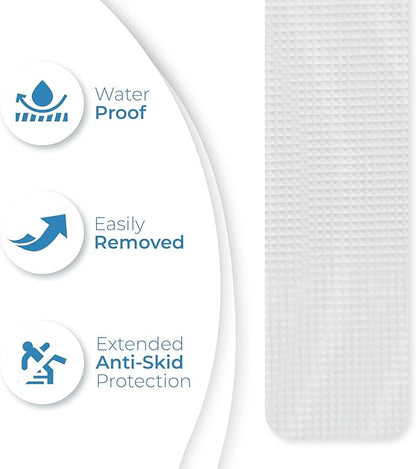 Anti Slip Shower Stickers 24 PCS, Invisible Non-Slip Shower Strips for Adults, Premium Adhesive Bath Tub Stickers (Clear)