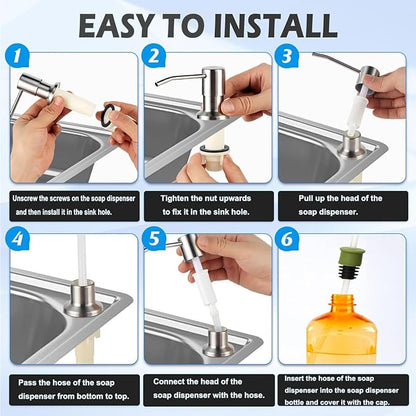 Soap Dispenser for Kitchen Sink,Stainless Steel Countertop Dish Soap Dispenser Pump with 47" Extension Tube